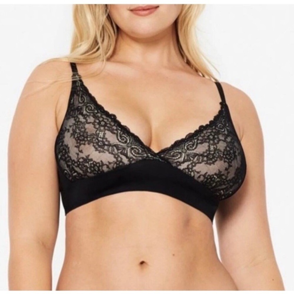 NEW- RUBY RIBBON LACE SECOND SKIN DEMIETTE Black Womens Size‎ 32